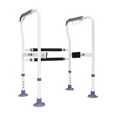 Adjustable Toilet Safety Rails for Seniors Handicap 440lbs w/ Anti-slip Armrest