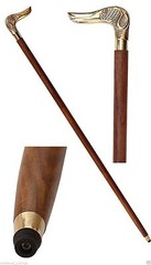 Brass Dog Head Handle Walking Stick Vintage Wooden Cane Designer Antique Gift