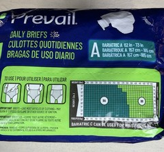 Prevail Daily Briefs Size A Bariatric Ultimate Absorbency 12 Ct