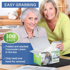 Commode Liners – 100 Strong Portable Commode Toilet Bags – Easy to Use Bedside C