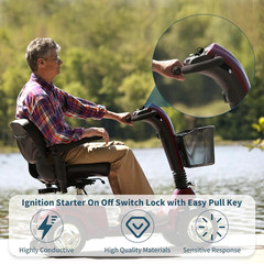 Ignition Switch with Key, Replacement Mobility Scooter Spare Start On/Off Igniti