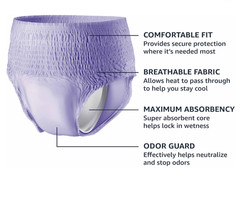 Amazon Basics Incontinence Underwear for Women, Large, Pack of 18