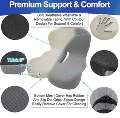Ergonomic Memory Foam Seat Cushion with Lumbar and Back Support Coccyx Cushion