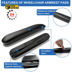 Bgxizin Padded Armrests for Wheelchair, Premium Short: 10-1/4″, Black
