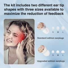 JINGHAO Pair Hearing Aids Rechargable In Ear Hearing Amplifier 16H Working Time