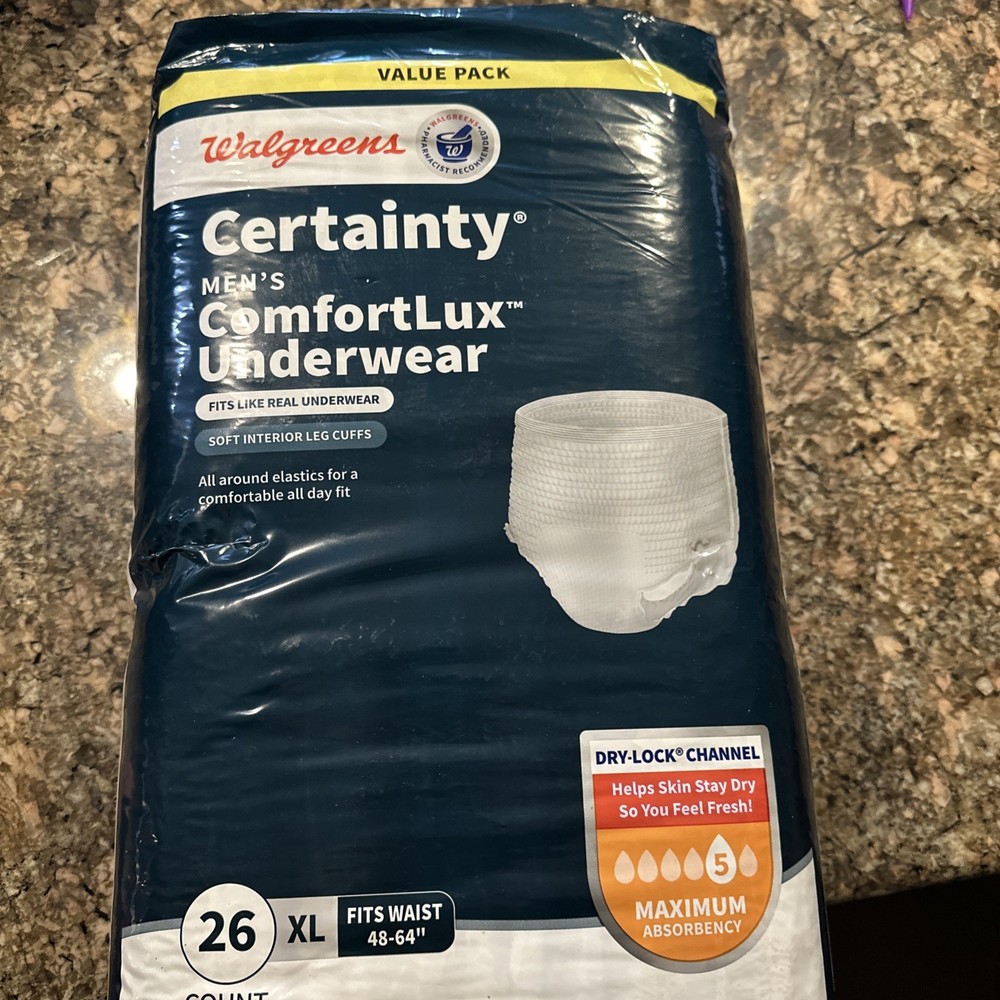 4 Pack bulk lot Incontinence Men Underwear Size XL 104 count Maximum Absorbence