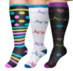 3/4/5 Pairs Plus Size Compression Socks Extra Wide Calf Knee High Support Socks