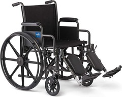 Medline Comfortable Folding Wheelchair with Swing-Back, 20”W x 16”D Seat