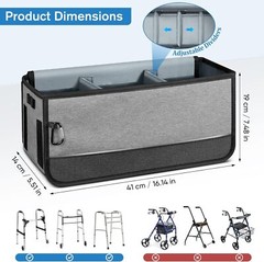 Large Walker Basket for Folding Walkers Foldable Walker Storage Bag for Elderly