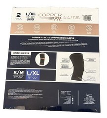 Elite Air Compression Knee Sleeve by Copper Fits Black L/XL (16”-20”) 2 Pack