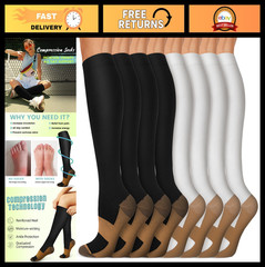 Compression Socks 15-20 mmHg for Men & Women – 8 Pairs for Circulation, Travel,
