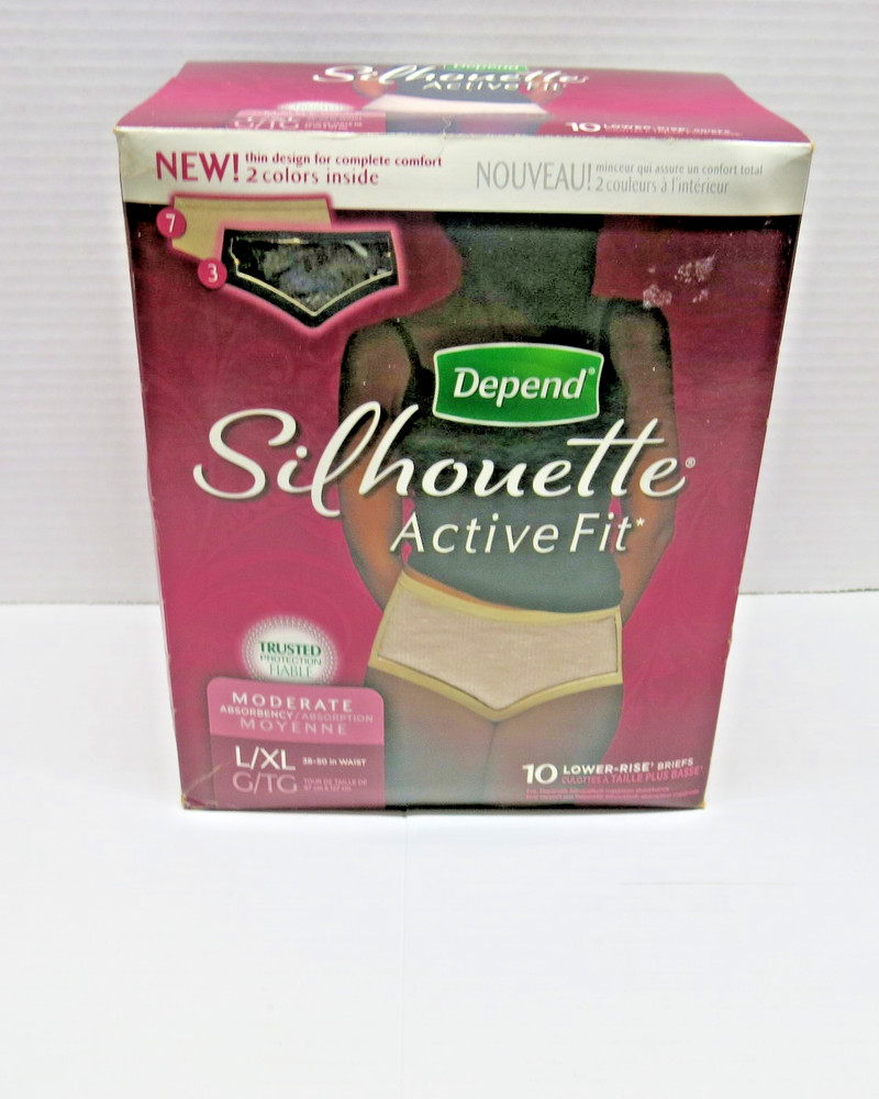 Depend Silhouette Active Fit, Moderate Absorbency, L/XL, 38-50 IN Waist 10 count