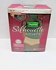 Depend Silhouette Active Fit, Moderate Absorbency, L/XL, 38-50 IN Waist 10 count
