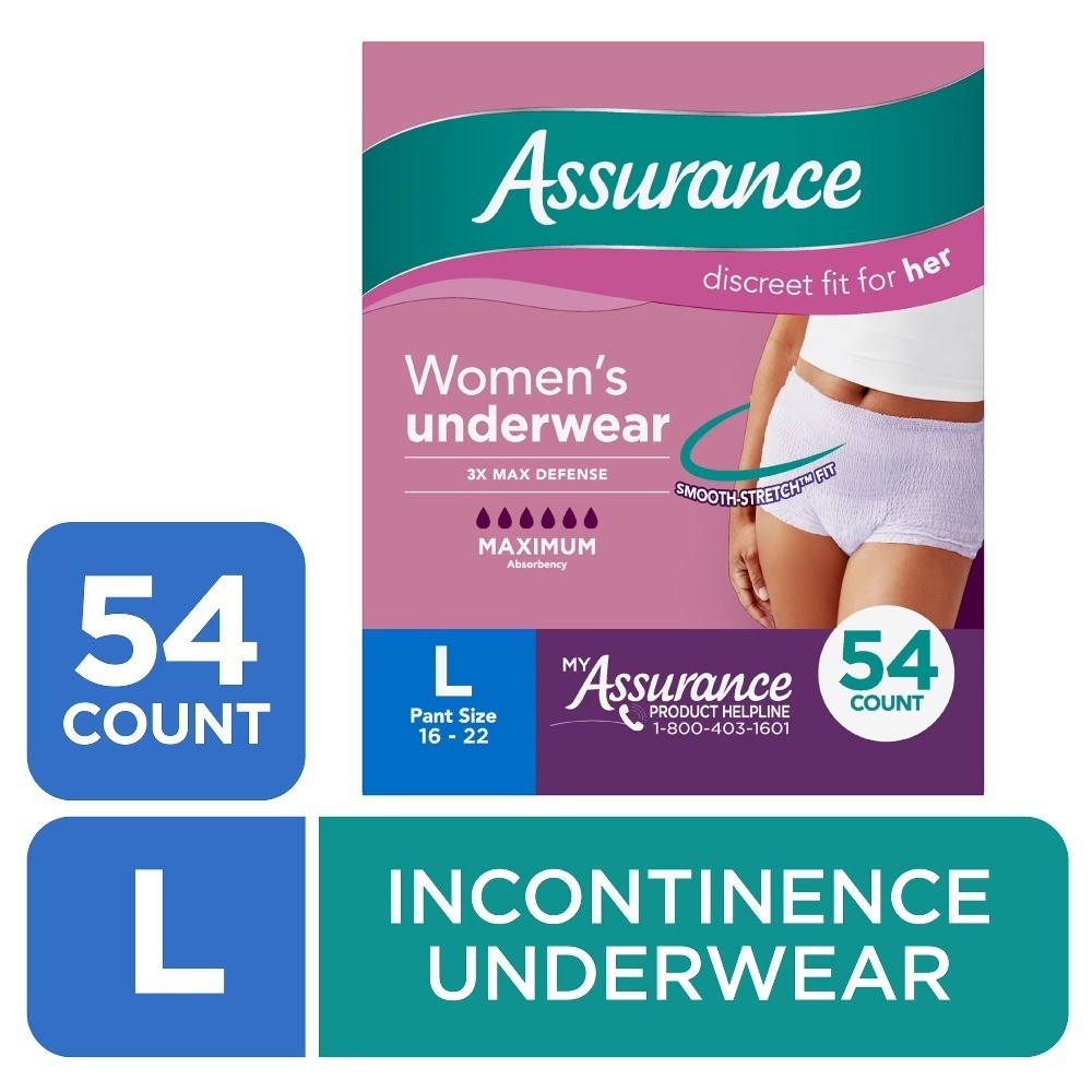 Women’s Incontinence Postpartum Underwear Large Maximum Absorbency 54 Count