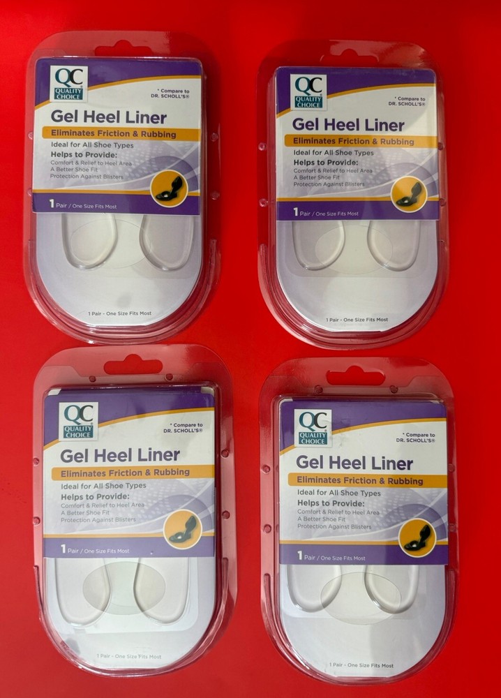 Lot 4 Women’s Shoe Insert Gel Heel Liners Heel Cushions One Size Fits Most