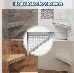 Floating Corner Shower Bench Kit 17x17x24.5 Stainless Wall Mount Seat Shelf