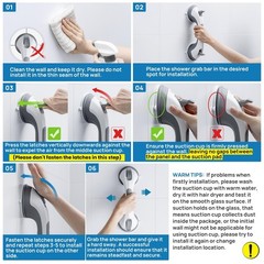 LEVERLOC Grab Bars for Bathtubs and Showers 2 Pack Suction Grab Bar, Heavy Duty