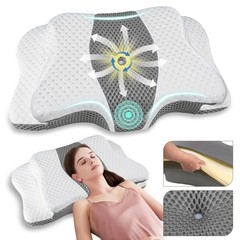 QIUBABYO Adjustable Ergonomic Neck Support Pillow – Memory Foam