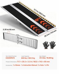 VEVOR Portable Wheelchair Ramp 6FT Non-Slip Aluminum Folding Handicap Ramp Home