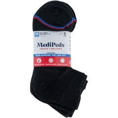MediPeds Women’s Black Half Cushion Low Cut Socks, 6 Pairs shoe size 6-10