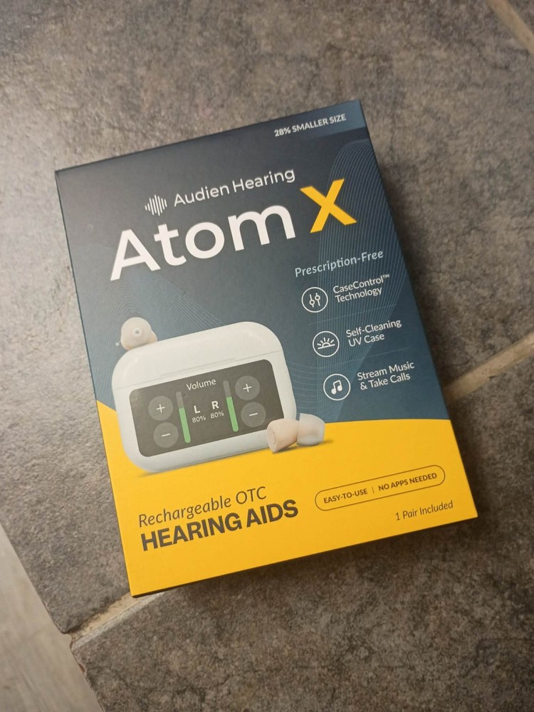 BRAND NEW Audien Hearing ATOM X – Rechargeable OTC Hearing Aids – Latest Model