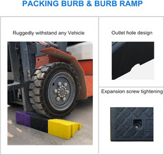 2Pack Curb Ramp Black Color, Portable Lightweight Heavy Duty Plastic Driveway Cu