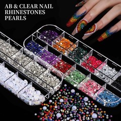 Fandamei Nail Charms Nail Rhinestones Kit 8 Boxes Of Nail Gems 3D Charms For