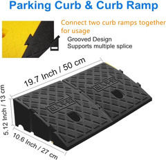 2Pack Curb Ramp Black Color, Portable Lightweight Heavy Duty Plastic Driveway Cu