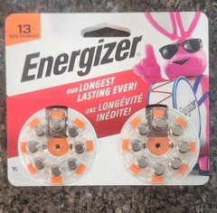 32 Energizer Hearing Aid Batteries Size 13, Orange Tab, (2) 16 Packs