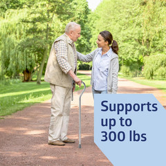 Medline Aluminum-Chrome Offset Walking Cane, Adjusts 29–38” & Supports up to 300