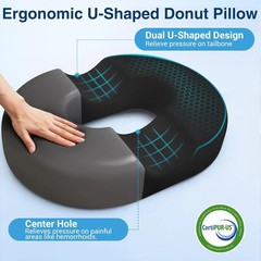 Donut Pillow for Tailbone Pain, Hemorrhoids – Cooling Gel Memory Foam Chair Seat
