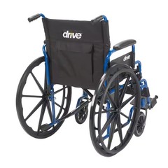 Drive Medical Wheelchair blue stripes with foldable desk arm + 20″ seat + footre