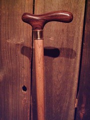 ROSEWOOD derby handle cane BRASS COLLAR HICKORY wood shaft rubber tip USA MADE