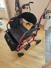 Medline Red 4-Wheel Rollator Walker w/ Seat, Backrest, Handbrakes, Storage