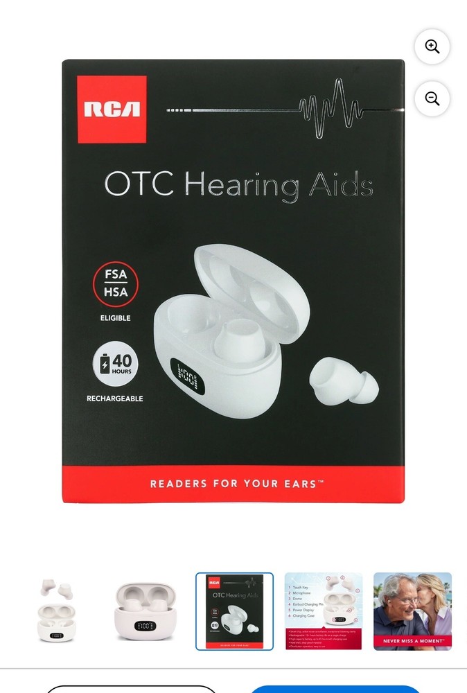 RCA OTC In-Ear Hearing Aids, Beige