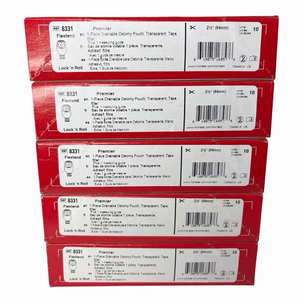Hollister 8331 Premier One-Piece Drainable Ostomy Pouch Lot Of 5 Boxes