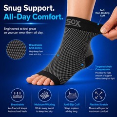 SB SOX Plantar Fasciitis Compression Socks – Arch Support Sleeve Large, Black