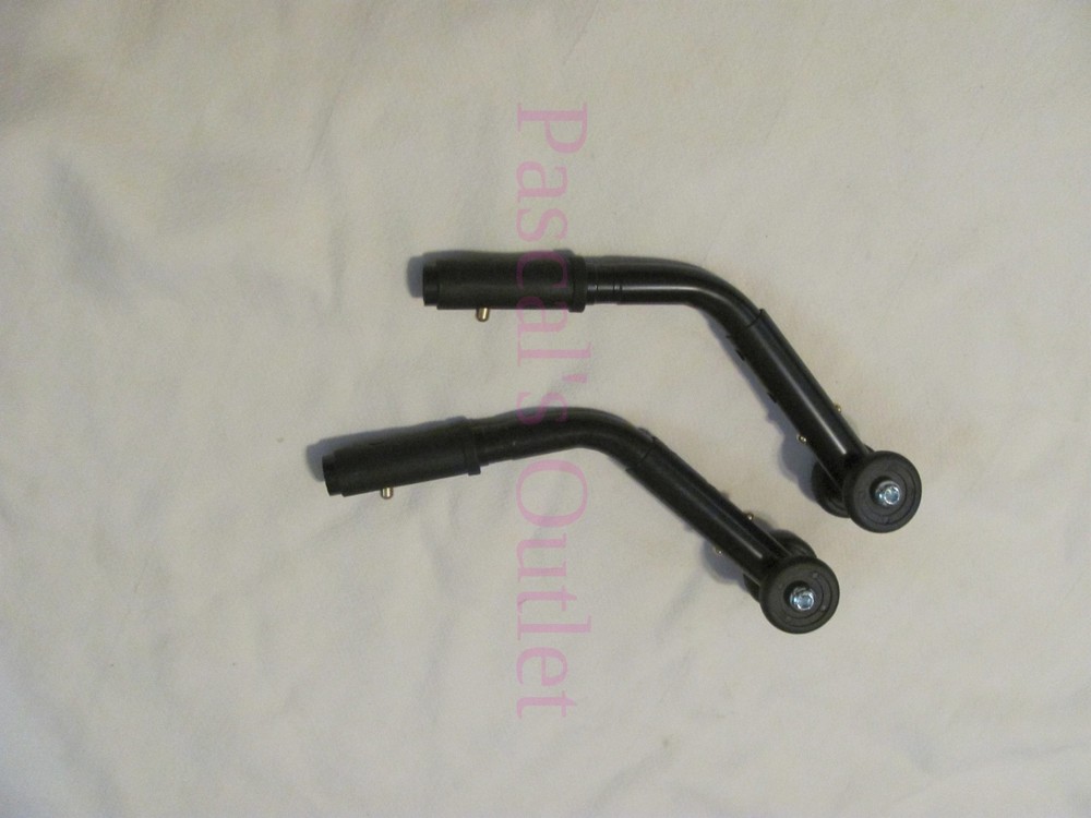 2pc Black K4 Excel 1000-to-3000 Medline Wheelchair Rear Adjustable Anti-Tip Bars