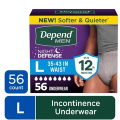 Depend Night Defense Incontinence Underwear for Men, Adult Diapers, L, 56 Count