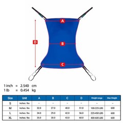 Vitalease Solid Full-Body Patient Lift Sling For 600 Lb Bariatric Capacity Head