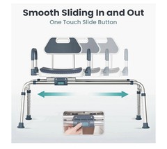 NEW PELEGON Sliding Shower Chair Tub Transfer Bench w/ Swivel Seat 360 Rotation