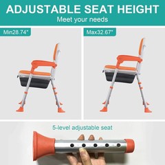Folding Shower Chair with Arms and Back for Seniors Handicap Disabled Blue US