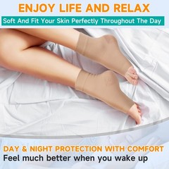 TOFLY Plantar Fasciitis Relief Compression Socks Large (1 Pair), Beige