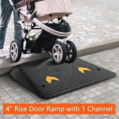 4″ Rise Upgraded Rubber Threshold Ramp with 1 Channel,33069 lbs Load Capacity