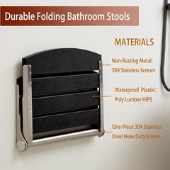 Foldable 17.5″ Wall Mounted Shower Seat for Home Care (Black)