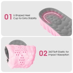 Height Increase Insoles for Women – 4D Cloud-Like 1.4IN / US W 6.5-9, Pink