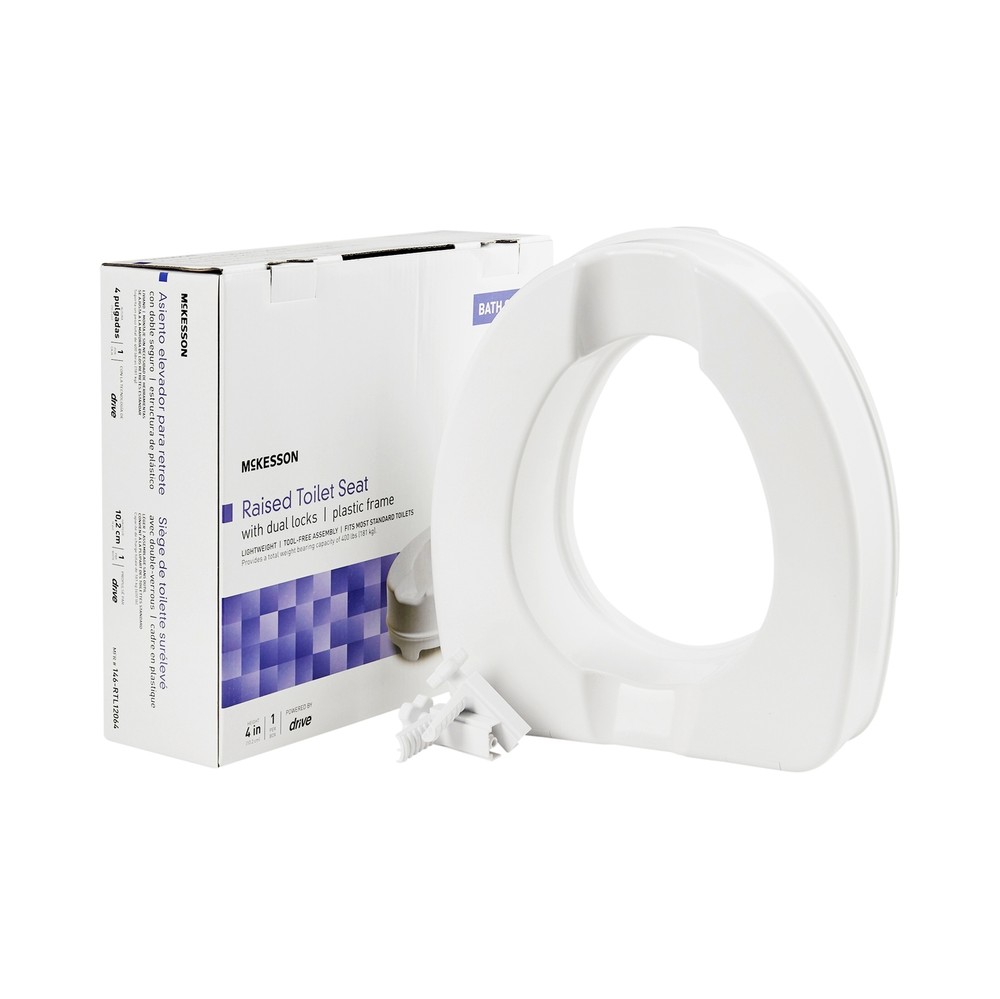 McKesson White Plastic Raised Toilet Seat 4″ Height up to 400 lbs