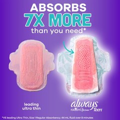 Always Radiant Teen Pads, Size 3, Extra Heavy, with Heavy (Size 3)