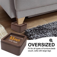 4 Pack 3 in. Oversized Bed Risers Heavy Duty Furniture Leg Lifts Fits 5.5 in.