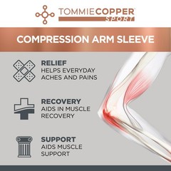 TOMMIE COPPER SPORT SPANDEX COMPRESSION ARM SLEEVE LARGE/EXTRA-LARGE – BLACK